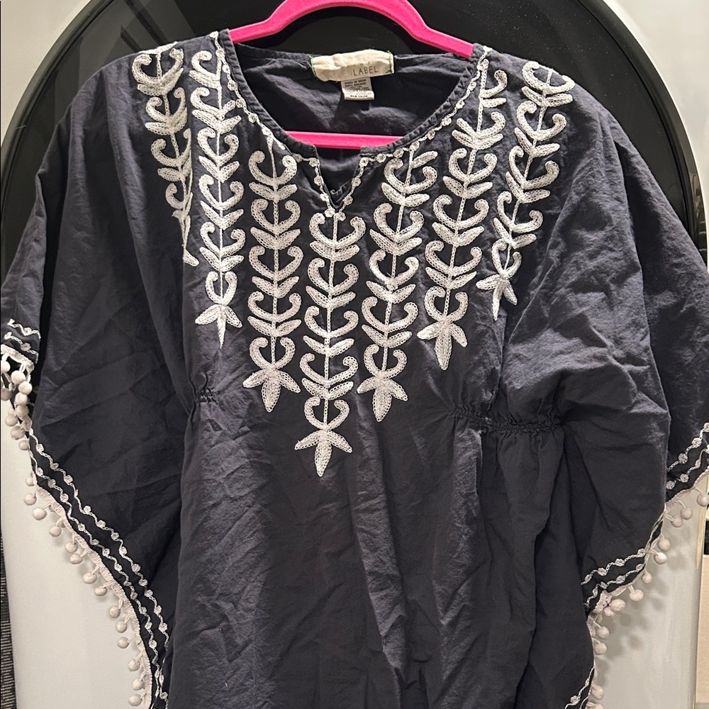 Embroidered Navy Blouse